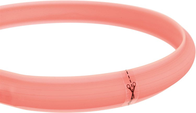 Flash light band USB, silikon, L-XL: 70 cm/30 mm, coral