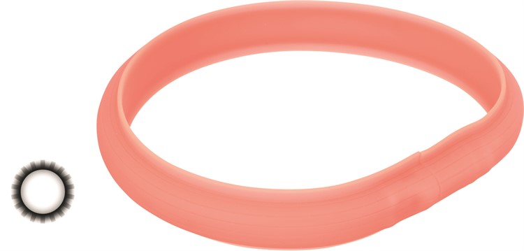 Flash light band USB, silikon, M-L: 50 cm/30 mm, coral