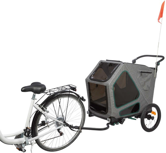 Cykelvagn, M: 71 × 95 × 85/138 cm, grå/sage