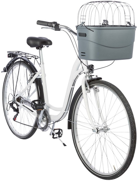 Cykelkorg front, plast, 42 × 39 × 30 cm, grå