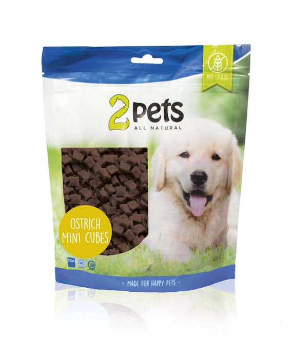 2pets Dogsnack Ostrich/Struts MiniCubes, 400