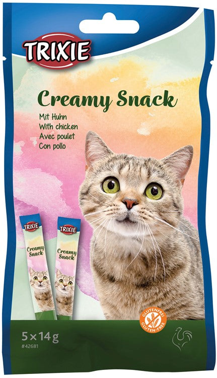 Creamy Snacks till katt. Med kyckling, 5 × 14 g