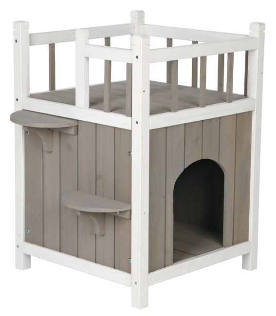 Cats Home med balkong, 45×h65×45 cm, grå/vit