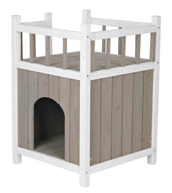 Cats Home med balkong, 45×h65×45 cm, grå/vit