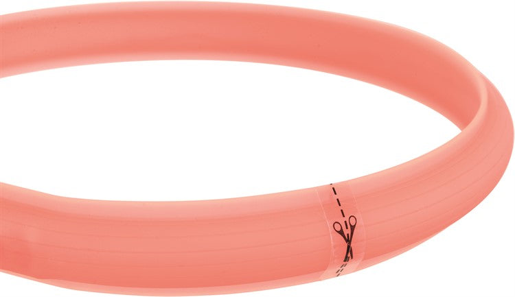 Flash light band USB, silikon, M-L: 50 cm/30 mm, coral