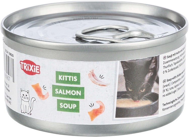 Laxsoppa, 4 × 80 g konserv med kyckling & lax,