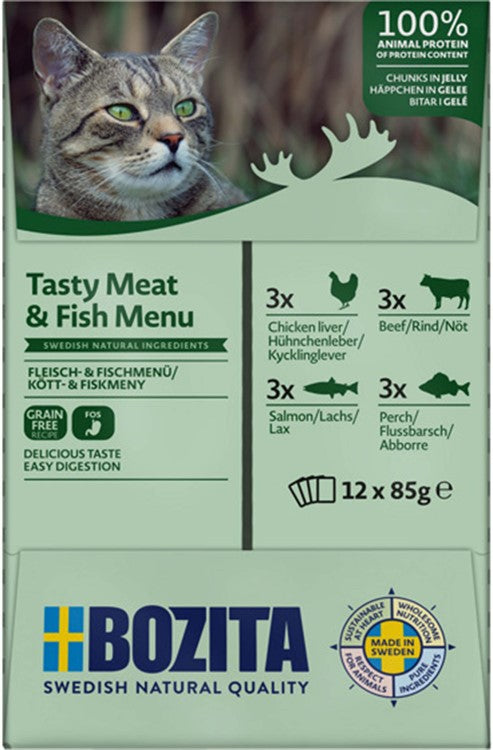 Bozita katt Multibox 12x85 g Kött&Fisk i gelé / 1.02kg