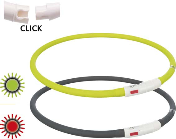 Flash light ring USB, silikon, XS-XL: 70 cm/ø 10 mm, grön